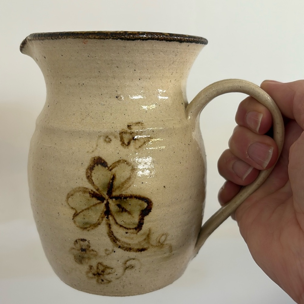 Handcrafted Floral Pottery Picture with shamrock design